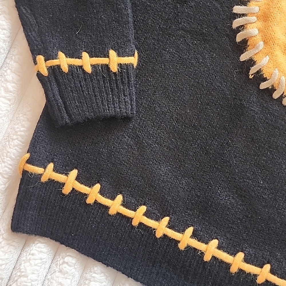 BiBi Halloween Sweater with Orange Jack-O-Lantern Appliqué - Picture 3 of 5